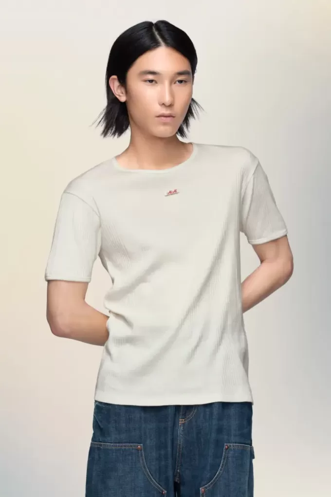 Camiseta de algodón acanalado