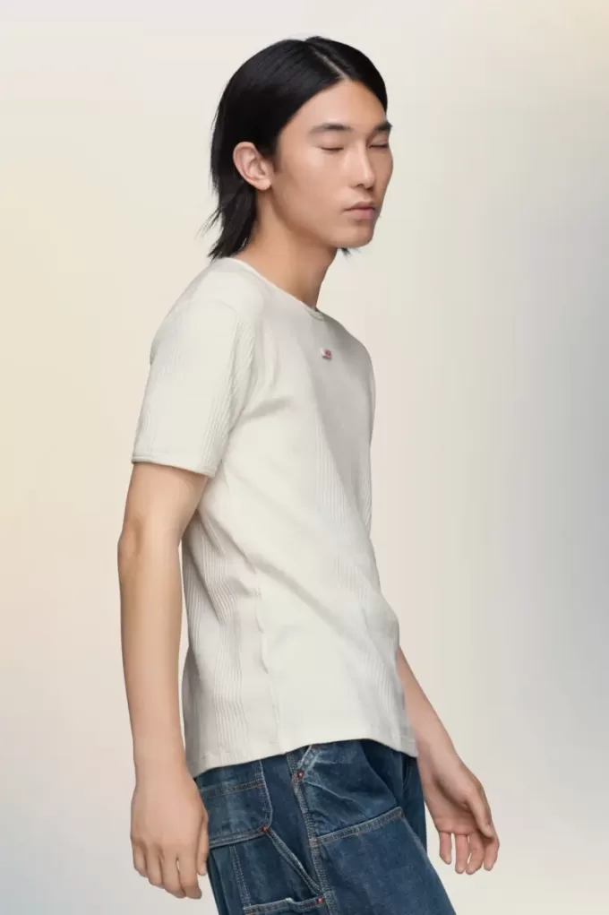 Camiseta de algodón acanalado