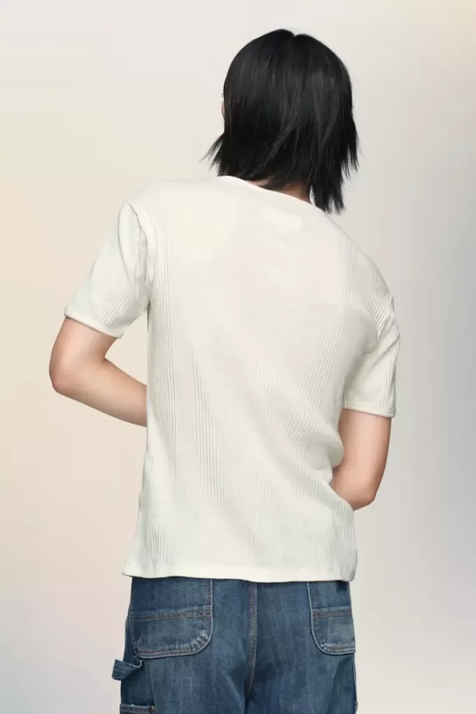 Camiseta de algodón acanalado