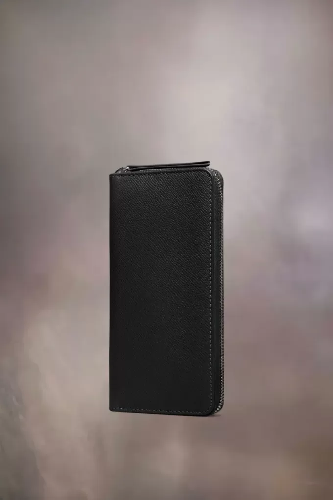 Cartera con cremallera de cuatro puntadas