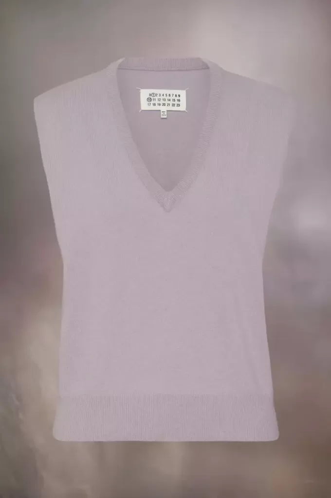 Chaleco de lana con cuello en V de Maison Margiela