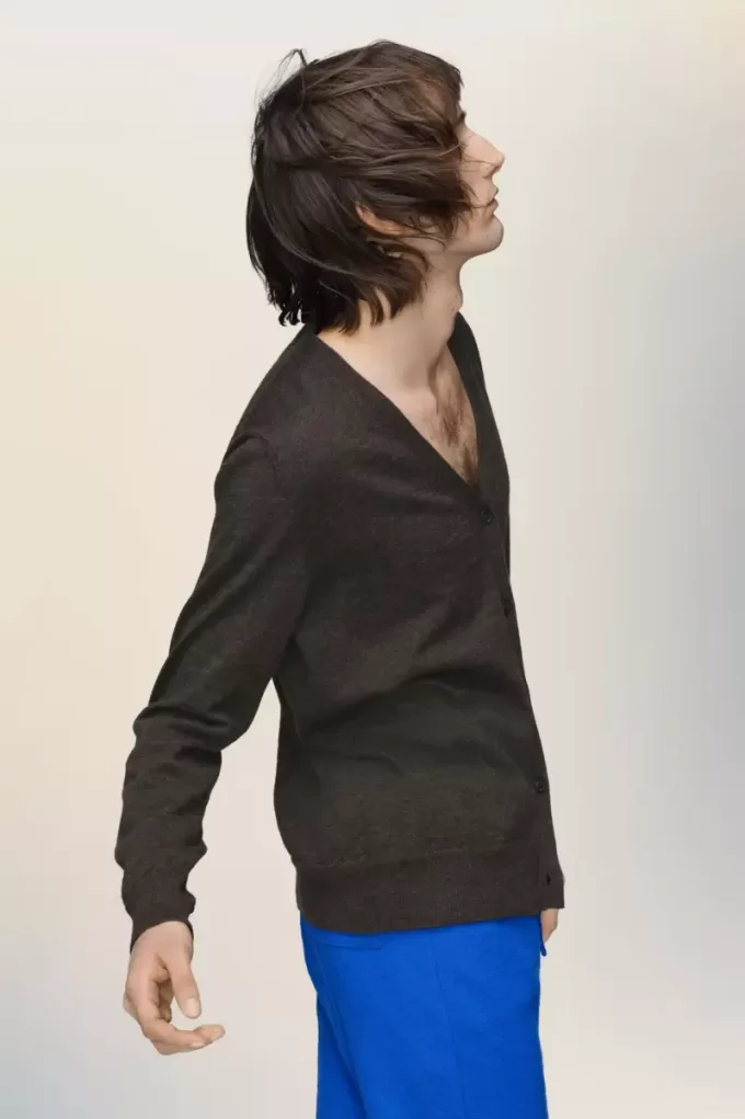 Cárdigan de lana con parche en el codo Cárdigan de lana con parche en el codo