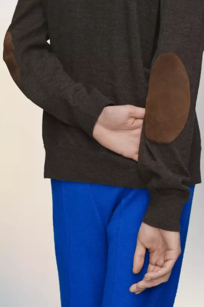 Cárdigan de lana con parche en el codo Cárdigan de lana con parche en el codo