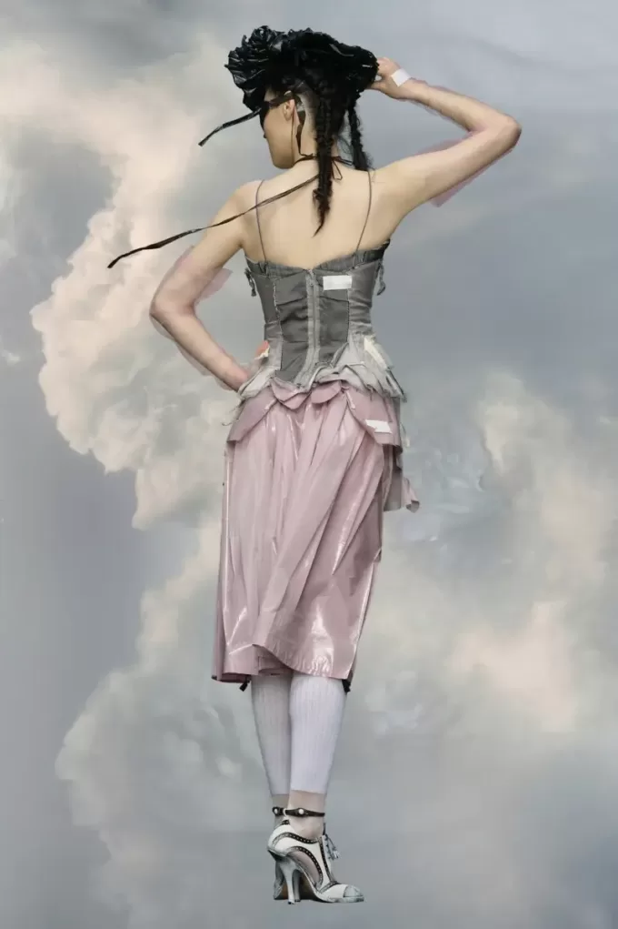 Falda midi de tafetán laminado Falda midi de tafetán laminado