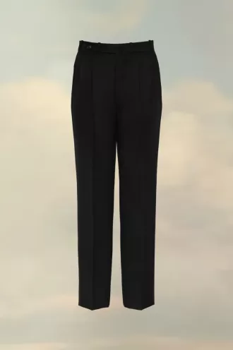 Pantalones plisados  de lana con espiga