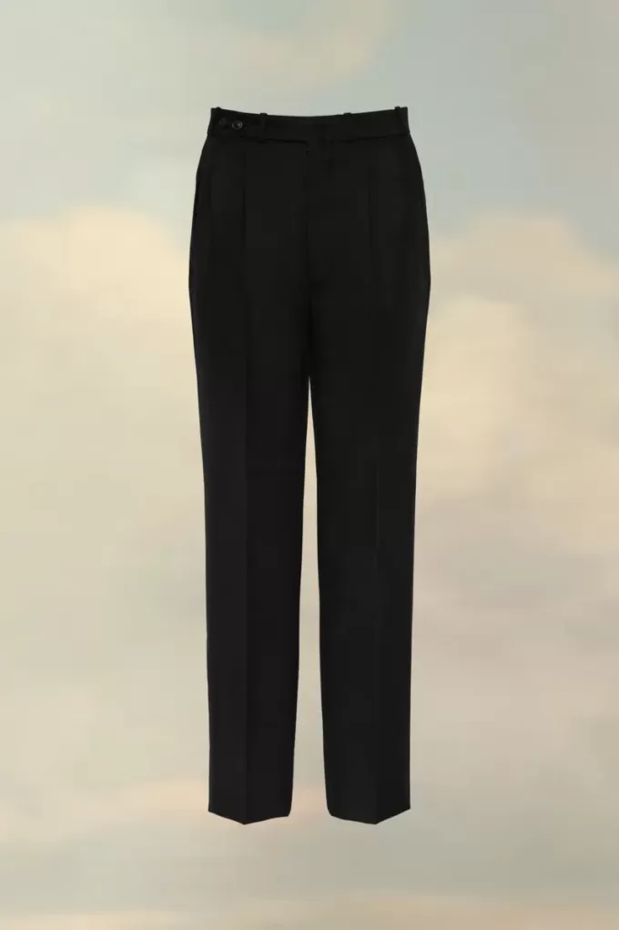 Pantalones plisados  de lana con espiga