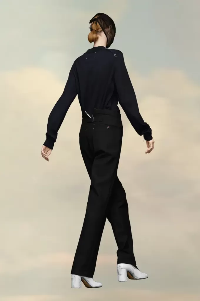 Pantalones plisados  de lana con espiga