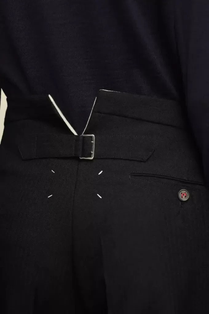 Pantalones plisados  de lana con espiga