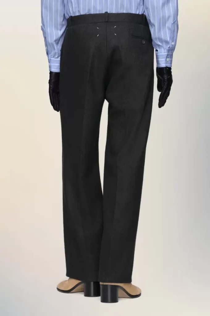 Pantalones rectos de lana afieltrada Pantalones rectos de lana afieltrada