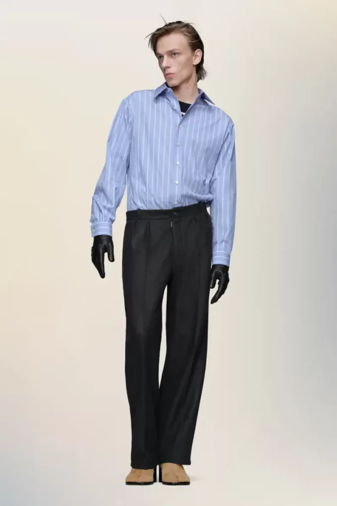 Pantalones rectos de lana afieltrada Pantalones rectos de lana afieltrada