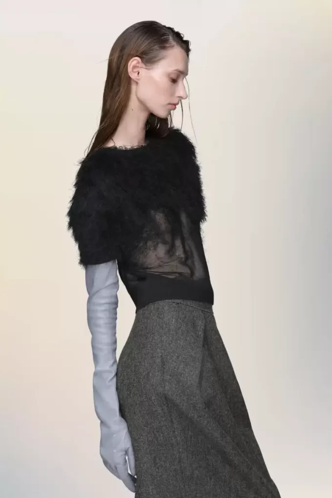 Top de punto de seda retrógrado