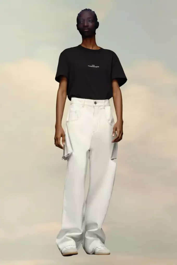 Vaqueros de mezclilla con detalles de corte Vaqueros de mezclilla con detalles de corte