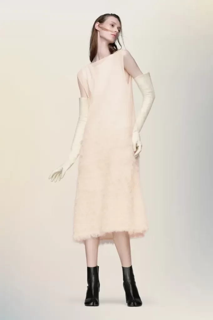 Vestido de punto de seda retrógrado