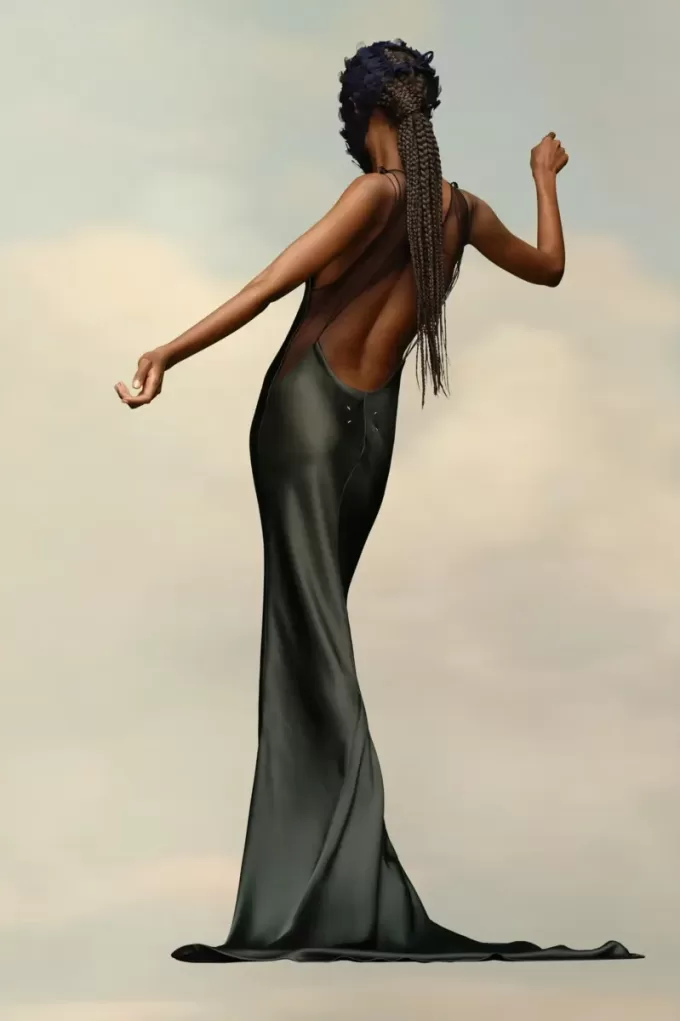 Vestido de satén martillado de Maison Margiela