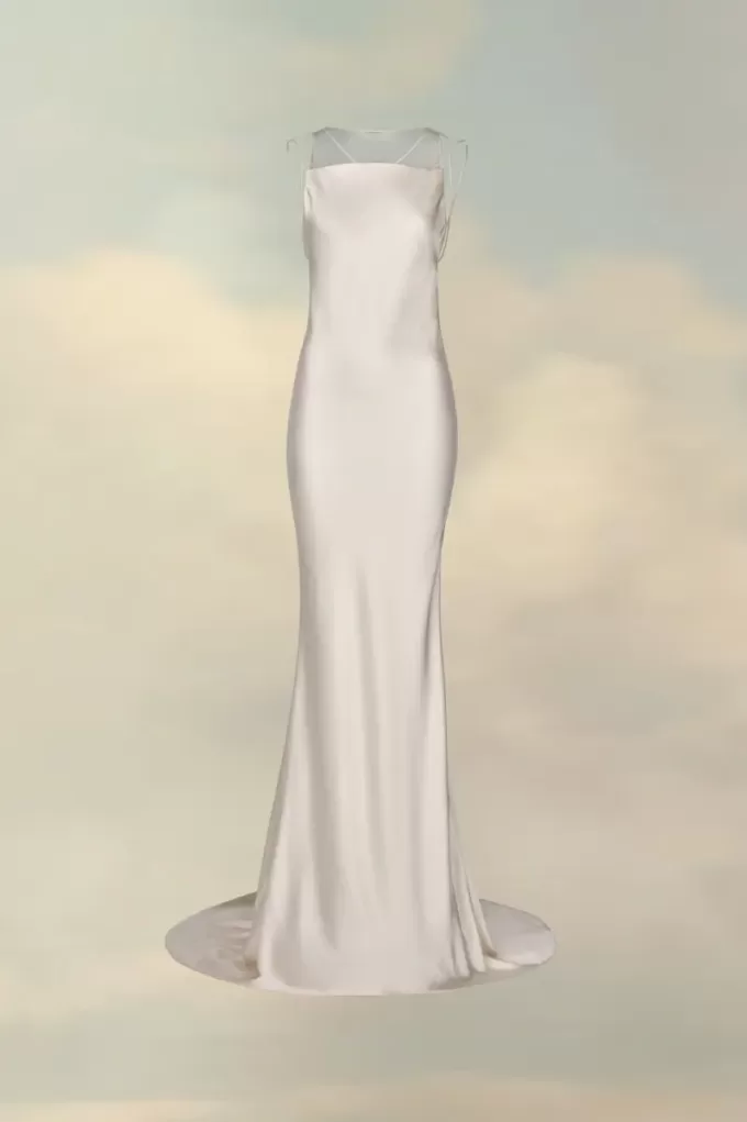 Vestido de satén martillado de Maison Margiela